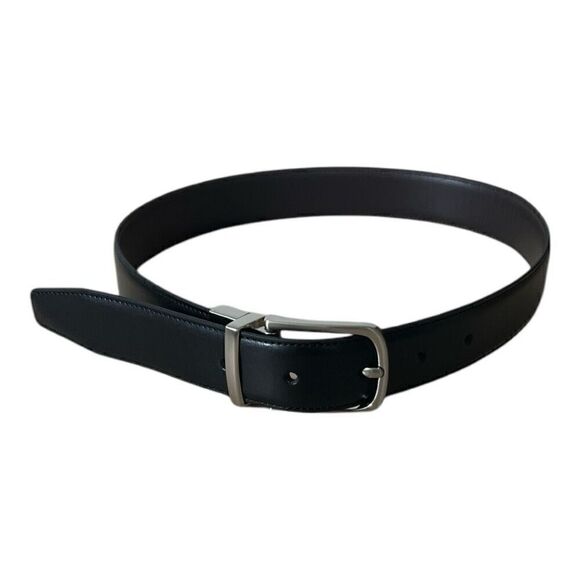 Perry Ellis Black Kids Belt Black Brown Reversible Brass Buckle 24/60 (29.7”) - Picture 1 of 12